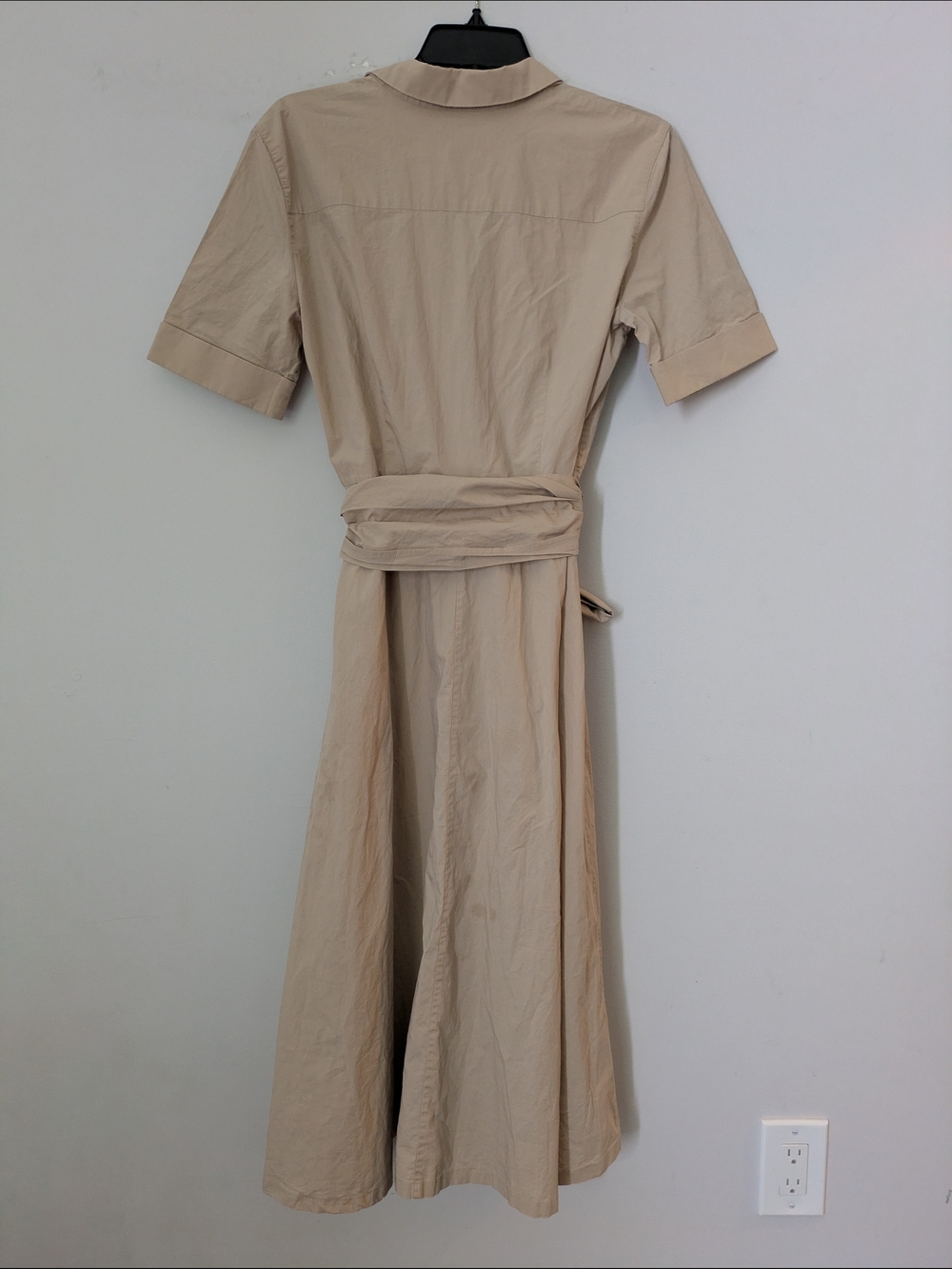 Woolrich Neutral Beige Maxi Shirt Dress with Tie Waist - Picture 4 of 6